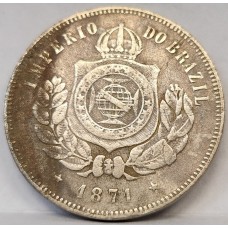 BRAZIL 1870 . TWO HUNDRED 200 REIS COIN . SLIGHTLY CIRCULATED